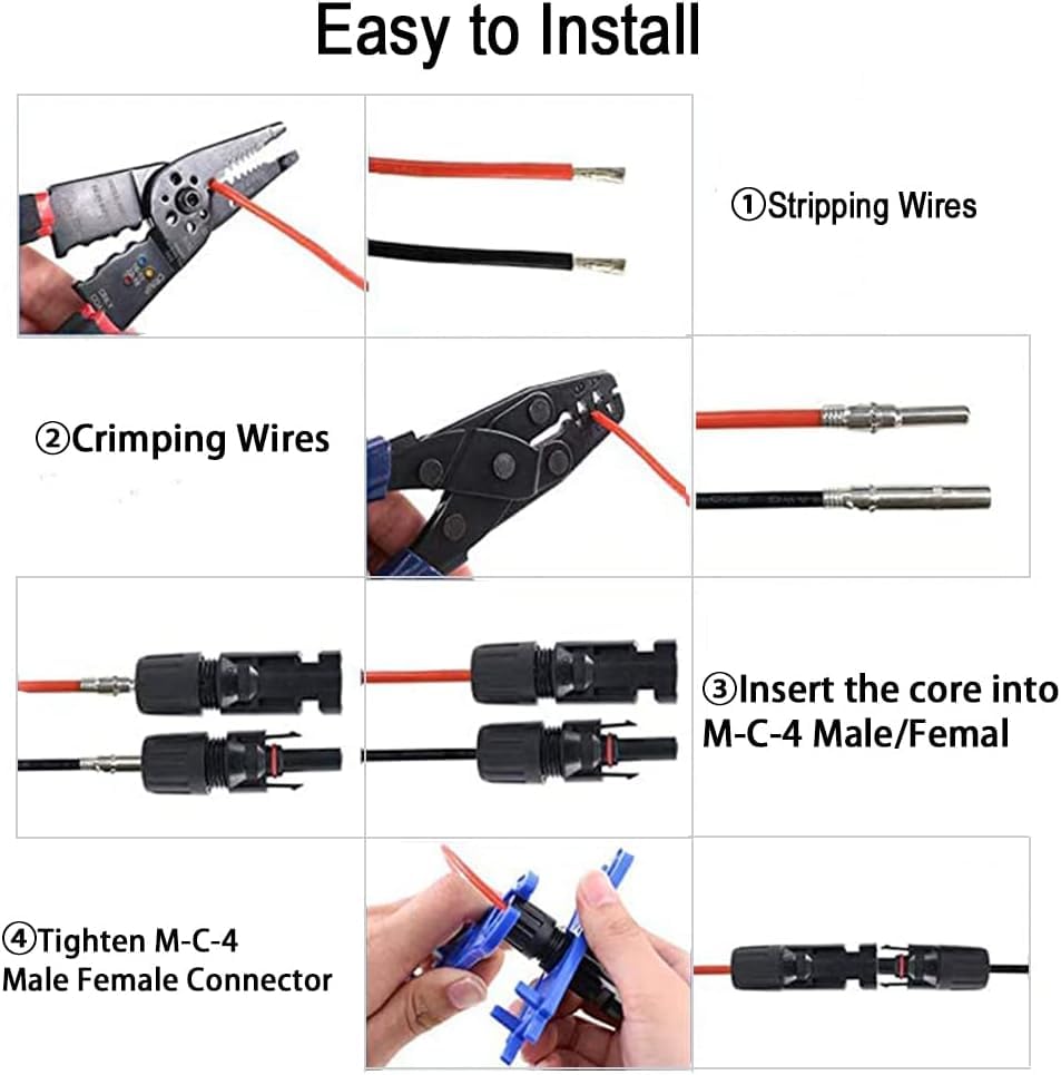 100PCS/50 Pairs Solar Connectors M-C-4 Male/Female IP67 Waterproof Solar Panel Cable Connectors with 2 PCS Spanners - color: 50pair MC4+1pair Spanner