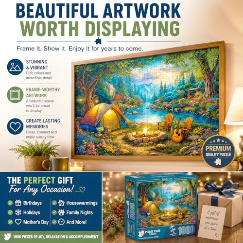Adult Jigsaw Puzzle 1000 Piece Camping Scene - color: Campfire Calm