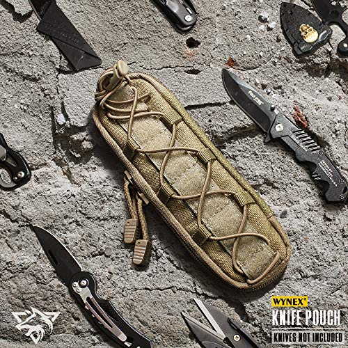 WYNEX Tactical Small Molle Pouch Nylon Knife Sheath for Belt Hunting Gear - color: Kahki - Large