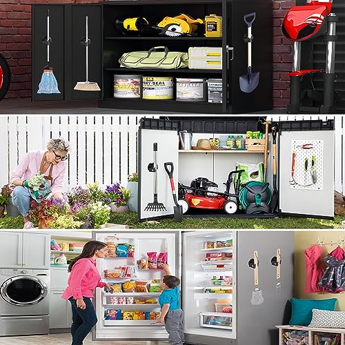 ULIBERMAGNET Magnetic Mop Broom Holder,Heavy Duty Movable Magnetic Broom Holder Rack,Anti-slip Wall Mounted Utility Storage Mop Shovel Gripper Hanger for Garage, Kitchen, Laundry, Garden(2 Pack/Black) - style: 12LB 2PCS Magnetic Mop Holder