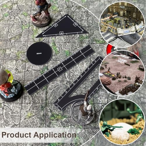 BENECREAT 17Pcs Black Objective Point Markers, Acrylic Objective Makers Ruler Set War Games Measuring Ruler, Round Objective Marker Gaming Accessory for Tabletop Wargames