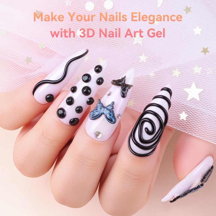 Makartt 3D Nail Gel, 15g Black Sculpting Gel Glue for Molding and Drawing - color: A03-Noir