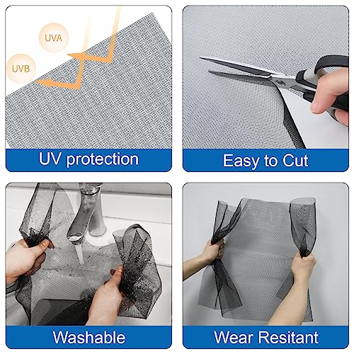 4PCS Window Screen Door Repair and Replacement Kit, 48"x118" Fiberglass Screen Mesh, 0.125" x 40' TPE Spline,Spline Roller and Remove Hook, Window Screen and Sliding Screen Door Replacement - size: Screen with Tools
