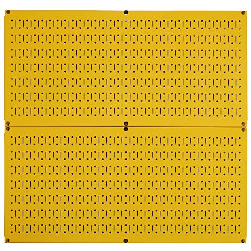 Wall Control Pegboard Rack Horizontal Metal Pegboard Garage Tool Storage Pack - Two 32-Inch Wide x 16-Inch Tall Easy To Install Peg Boards (Yellow) - color: Yellow