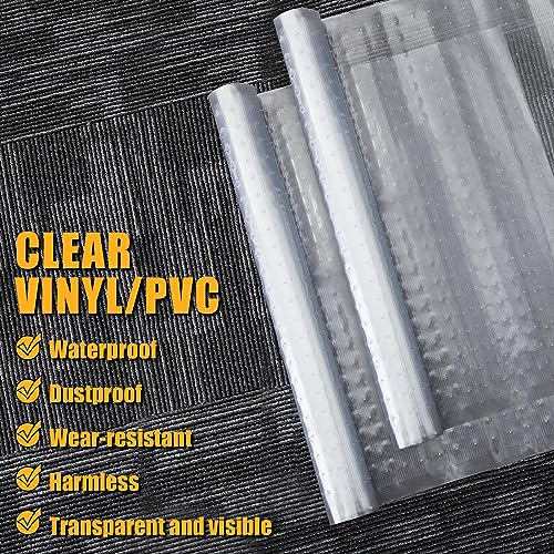 Tinideya 2 Rolls 27 in x 6 ft x 0.017 in Clear Plastic Floor Protector PVC Runner with Grippers Non Slip Stain Resistant Floor Mat Ribbed Covering for Carpet Rug High Traffic Hallway Entrance - size: 27in x 6ft x 0.017in