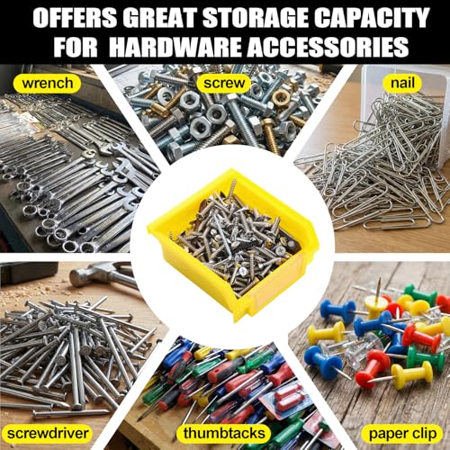 Geelin 12 Bins Rotating Storage Bins Tool Organizer 3 Tiers Hardware Crafts Small Parts, Nuts and Bolts, Revolving Storage for Workshop, Shed, Garage, Home (Yellow)