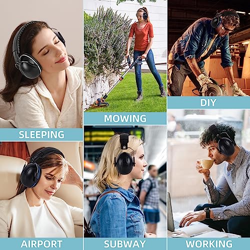 Noise Cancelling Ear muffs for Shooting Ear Protection, SNR 35dB Noise Reduction Headphones for Adult Kids Autism, Adjustable Sound Proof Hearing Protection for Shooting Mowing (Blue & White) - color: Blue & White
