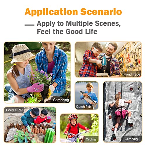 KDK 5 Pairs Kids Gardening Gloves Yard Work Gloves Children Soft Safety Rubber Coated Glove for Toddlers Youth Girls Boys Children (9-12yr L) - size: Large (Age 9-12)