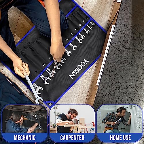 Wrench Roll Up Pouch – Wrench Organizer, Wrench Bag with Handle, Wrench Holder for Hanging - size: 12 Pockets Metric
