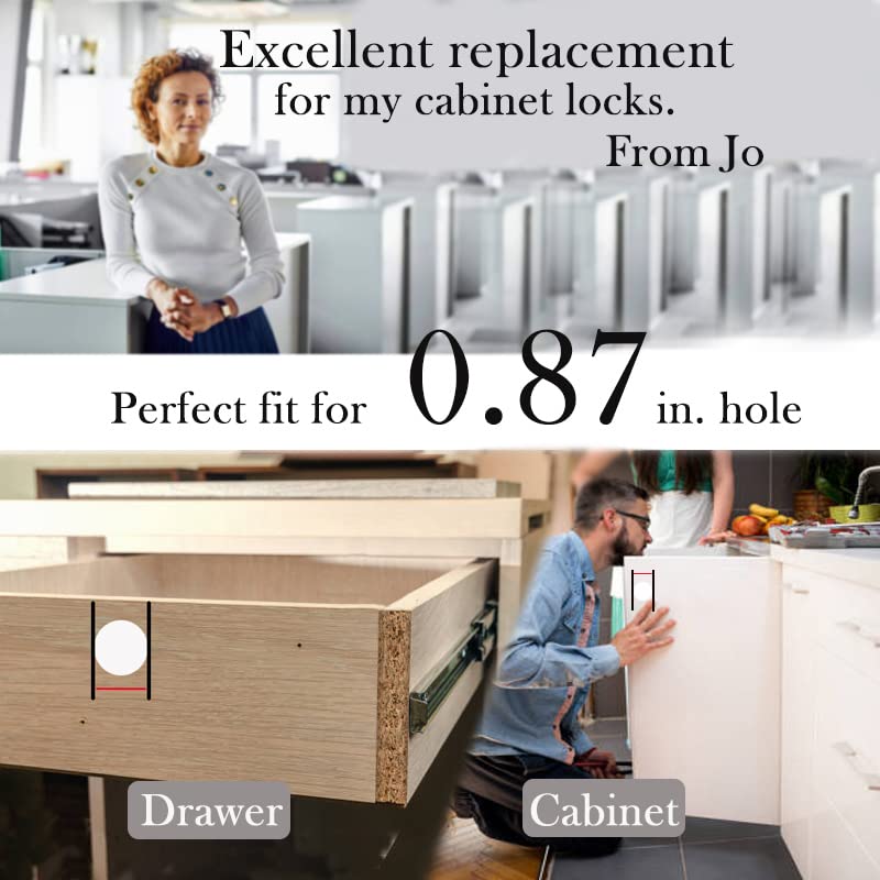 XIEHE 801 Office Furniture Desk Drawer Lock Cabinet Door Locker with Keys 7/8 in. Outside Diameter (1 Pack, Chrome, keyed different1) - color: Chrome, 1PACK, size: 801 Keyed Different