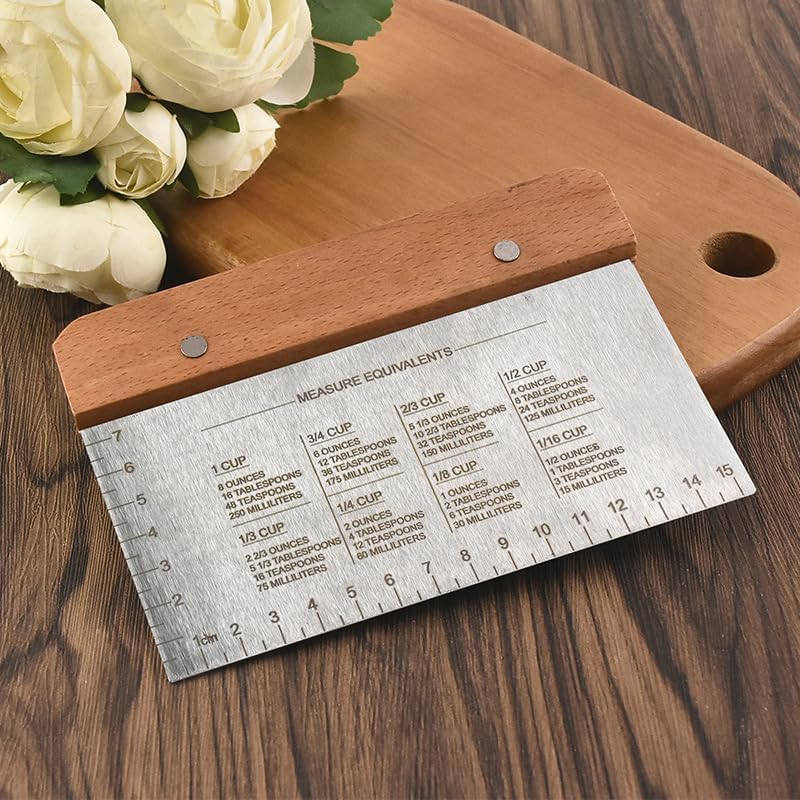 BOORIKA Dough Scraper & Bench Scraper Kitchen – Stainless Steel Sourdough Tools – Dough Cutter for Sourdough Bread, Pizza, and Flat Top Griddles – Chef Approved (Light) - color: Light