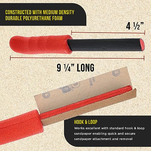 Dura-Gold Set of 3 Contour Hand Sanding File Block Sticks with 40 Sheet Hook & Loop Sandpaper Kit - 3 Different Convex Radius Profile Shapes, Teardrop - style: Oval