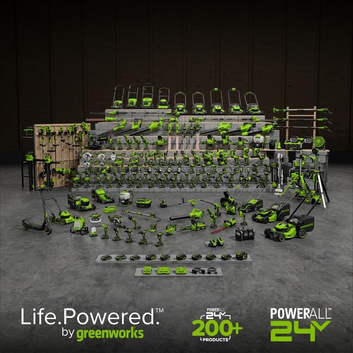 GREENWORKS 24V (8-TOOL) Combo (Drill, Impact Driver, Circular Saw, Reciprocating Saw, Jigsaw, Multi-Tool, Sander, Flashlight), 4.0Ah + (2) 2.0Ah (Power Bank) Batteries, (2) Cables, 65W Rapid Charger - size: 8PCS Combo Kits