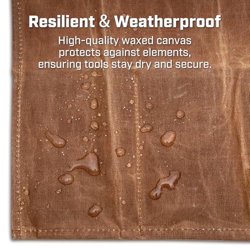 IRONCUBE Tool Pouch, Roll-Up Storage Bag for Hand Tools & Wrenches - style: 6 Pockets Wax Canvas
