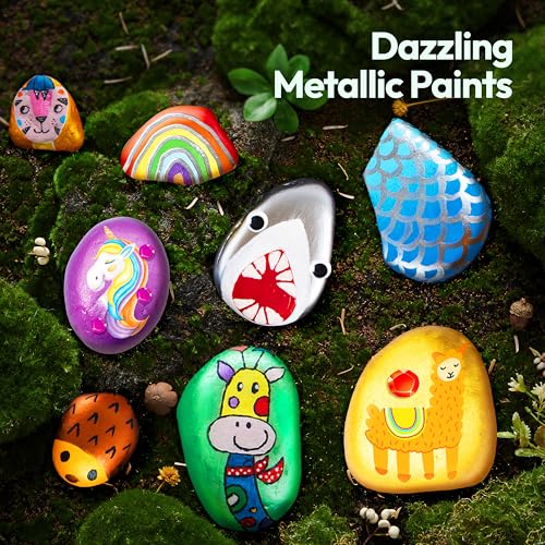 JOYIN Rock Painting Kit for Kids, Arts and Crafts for Girls & Boys Ages 6-12, DIY Supplies for Painting Rocks, Easter Craft Kits Art Set, Kids Birthday Christmas Presents, Family Indoor Activity - style: Original
