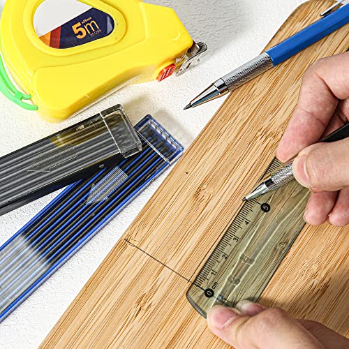 2mm Mechanical Pencil Set, 2 Pieces Artist Carpenter Drafting Pencils 2.0 mm with 2 Tube Lead Refill (HB, 2B), Art Lead Holder Metal Marker for Draft Drawing, Writing, Art Sketching