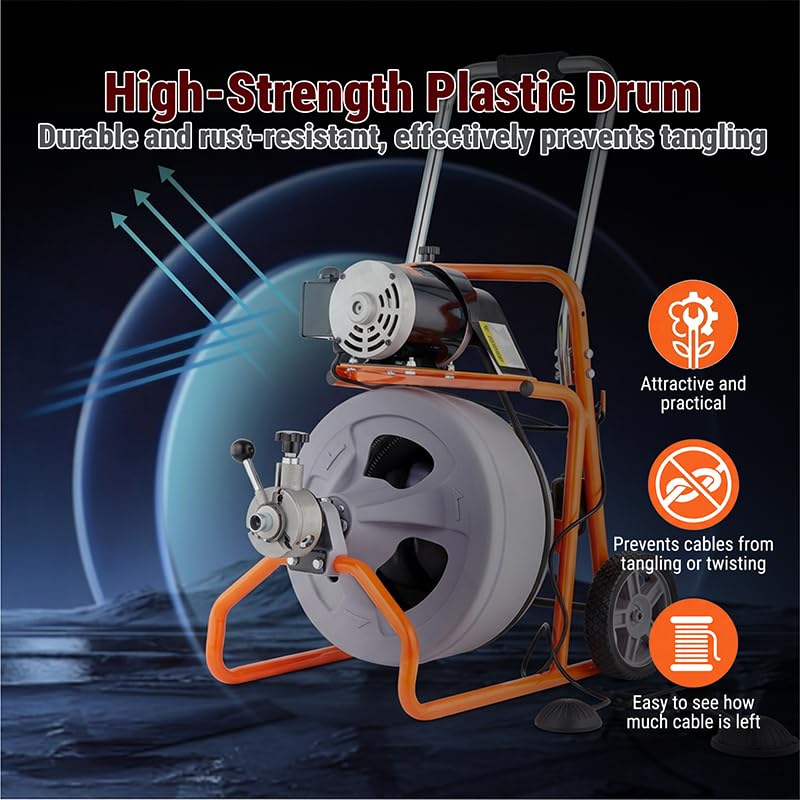 HoldwellS Drain Cleaner Machine 100Ft x 3/8", Electric Drain Auger Snake - color: 100FT x 3/8inch