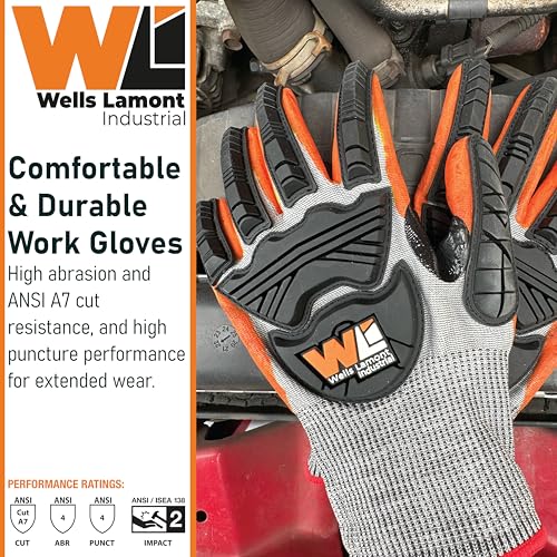 Wells Lamont Cut Resistant Nitrile Work Gloves – ANSI Rated, Touchscreen, Puncture Resistant – Safety Gloves - size: Large, style: 1 Pair