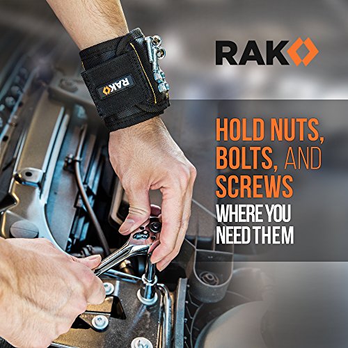 RAK Magnetic Wristband for Tools - Premium Tool Belt for Holding Screws Nails with Powerful Magnets, Birthday Gifts for Men, Cool Gadgets Stuff Gifts for Dad, Husband, Grandpa, Handyman, Him