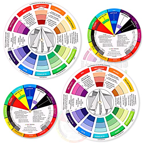 Nezyo 4 Pcs Color Wheel Paint Mixing Learning Guide Art Class Teaching Tool