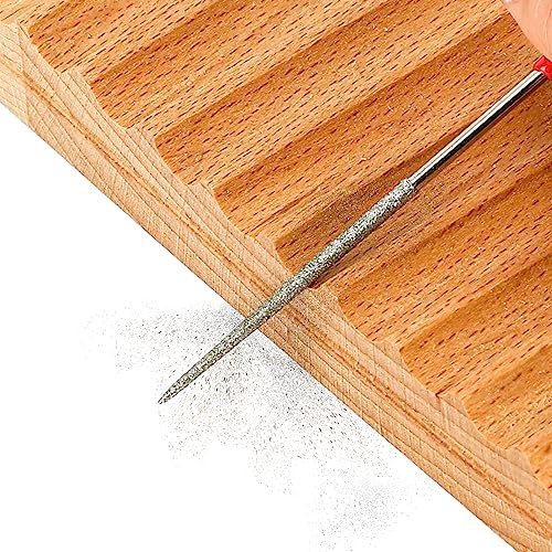 KALIONE 10Pcs Diamond Needle File Set, Model Files Mini Metal File Diamond File Set, Metal File Set Hand Tools, Miniature and Model Files, Small File Jewelry Stone Carving Tools(2x100mm)