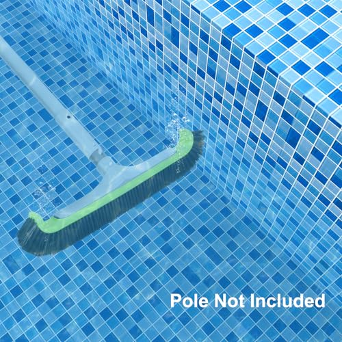 Sepetrel Pool Brush Head for Cleaning Pool Walls,Heavy Duty Inground/Above Ground Aluminum Swimming Pool Scrub Brushes with Curved Ends - size: 17.5" Upgraded
