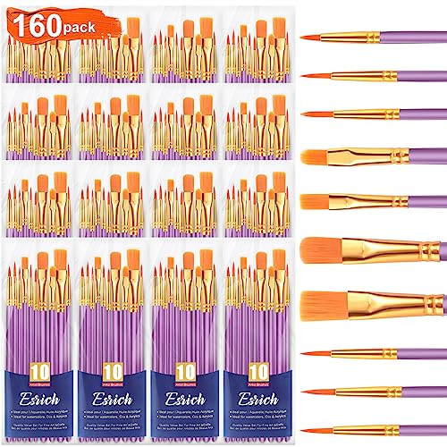 ESRICH 160PCS Paint Brushes, Paint Brush for Acrylic Painting - color: Purple, size: 160