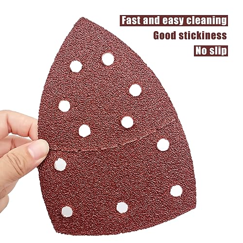 50 PCS Mouse Detail Sander Sandpaper, 40 Grit Palm Sander Sandpaper 11 Holes Hook and Loop Sander Pads Triangular Sanding Sheets Abrasive Sanding Paper for Mouse Sander - size: 40 Grit