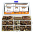 M4 Flat Head Wood Screws Assortment Kit 340 Pcs,Phillips Drive Countersunk Flat Head Self-Tapping Wood Screws,Yellow Zinc Plated Finish Screw Kit,Self Tapping Screws for Metal,Full Thread - style: M4 340PCS