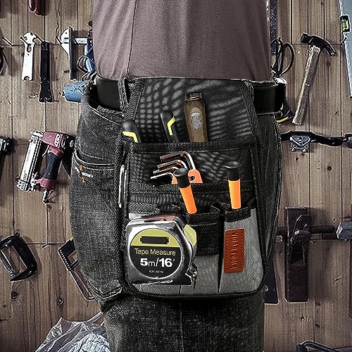 VIDAR TOOLS Small Tool Pouch with Belt Clip,Tool Belt Pouches,Electrician Tool Pouch.Mini Organizer Pocket Attachment for Tool Belt,5 Pockets and Heavy-Duty Metal Belt Clip Attachment.… - style: 6.3 IN