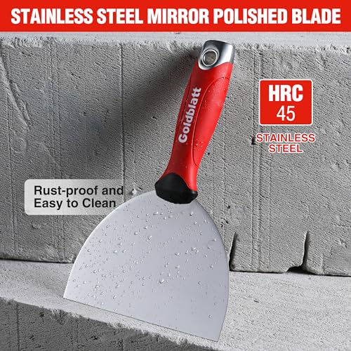 Goldblatt 6" Putty Knife, Stainless Steel Scraping Paint, Putty Knife Scraper with Hammer End, Soft Grip, Perfect for Drywall Repairing and Finishing - size: 6 Inch