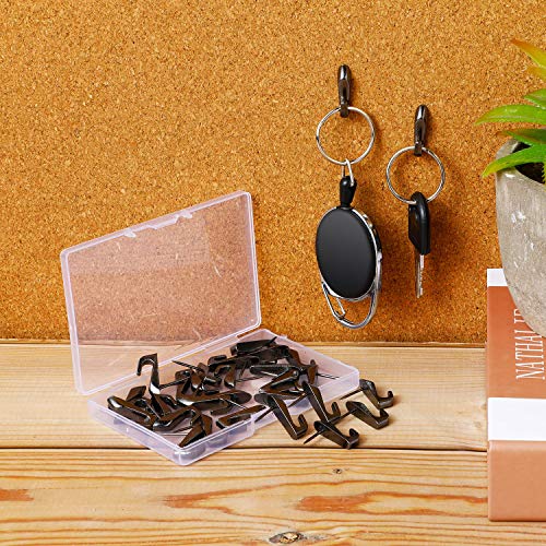 Hotop 30 Pcs Push Pin Hooks 20 Lbs Picture Hanger, Black - color: Black