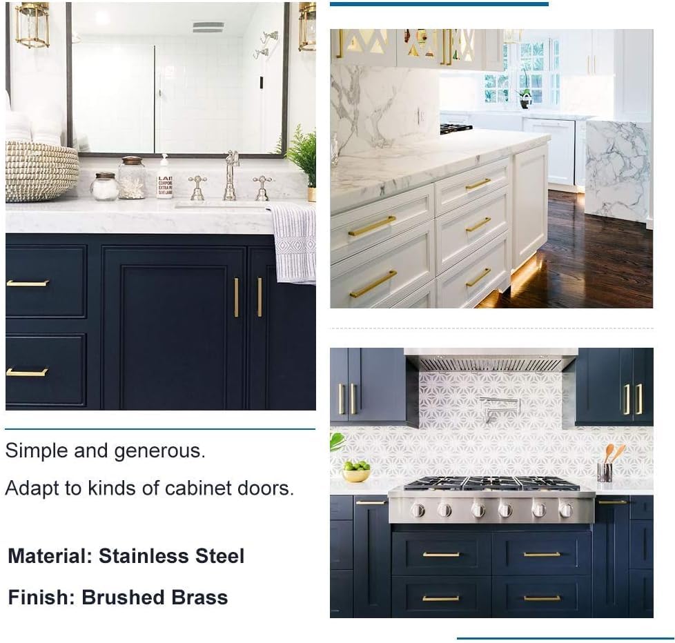 Goldenwarm 5 Pack Gold Cabinet Knobs，Brushed Brass Drawer Knobs - color: Gold, size: Single Hole
