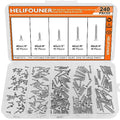 #2 x 1/4" 3/8" 1/2" 5/8" 3/4" Wood Screws Set, HELIFOUNER 240 Pieces Phillips Countersunk Head Self-Tapping Screws Assortment Kit, Phillips Flat Head Wood Screws, 304 Stainless Steel - size: #2