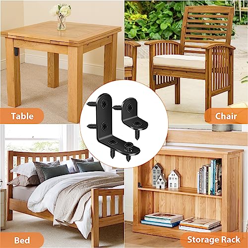 32PCS L Corner Brackets, MAPVOLUT Black Heavy Duty L Brackets for Shelves with 100PCS Screws, Metal Right Angle Shelf Bracket, Metal Corner Brace for Wood Furniture (1.57x1.57in/0.79x0.79in) - size: 2 SIZE Black