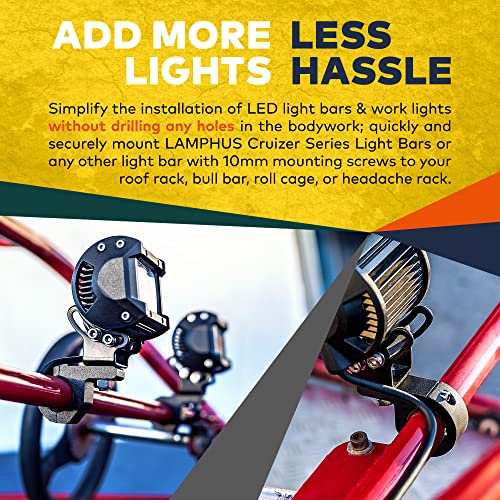 LAMPHUS Light Bar Mount Clamp Bracket for ATV UTV 0.75-1.25in Horizontal - size: 2 Pack, style: Horizontal Bar