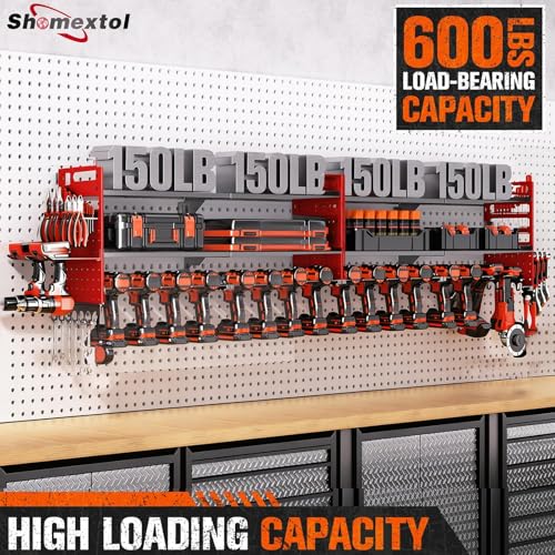 2 Pack Power Tool Organizer Wall Mount, 3-Layer,18 Drill Holders - color: Red, size: 18 Drills Holder-3 Layers