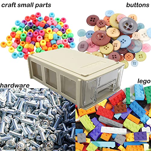 Stackable Storage Drawers Set of 20 with Dividers and Paper Labels - color: Grey