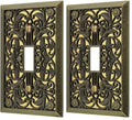 Amerelle 65TAB Filigree Wallplate, 1 Toggle, Antique Brass (Pack of 2) - size: 1 Toggle (Pack of 2)