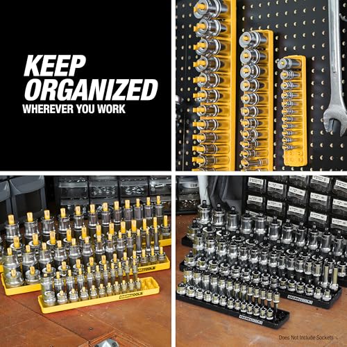 OEMTOOLS 22238 6-Pc SAE & Metric Socket Tray Set for Sizes 1/4", 3/8”, 1/2" - color: Black and Yellow