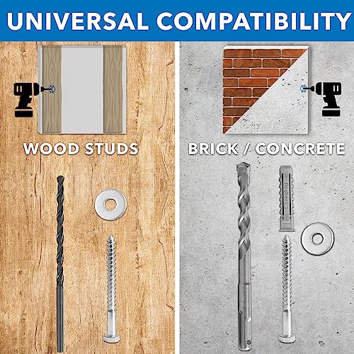Mount-It! Universal TV Mounting Hardware Kit, Lag Screw and Drill Bit Set Includes Screws, Washers, Fischer Anchors, Wood Drill Bit and Concrete Drill Bit for Easy Installation