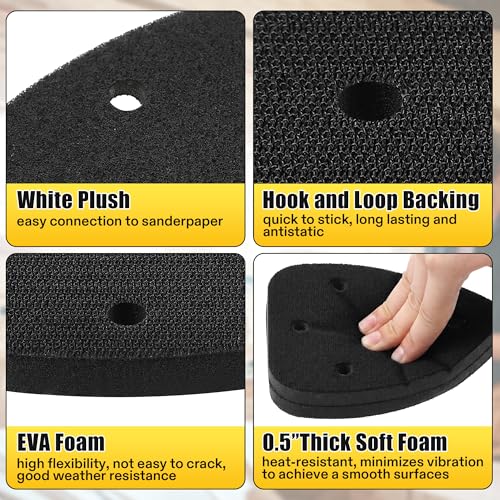 5 Pcs 6 Holes Foam Sanding Pad, Black, Compatible with Ryobi Sander - color: Black, size: 6 Holes