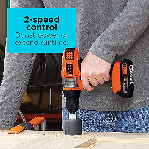 BLACK+DECKER 20V MAX Cordless Drill Driver with Battery and Charger, LED Work Light (LDX220C) - style: Cordless Drill Driver Kit