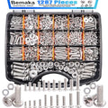 1287Pcs Nuts and Bolts Assortment Kit, 304 Stainless Steel Bolts Machine Screws Hardware Assortment Kit, Metric & SAE Phillips Pan Head Screws, Assorted Bolts, Nuts and Washers Kit - size: 1287PCS