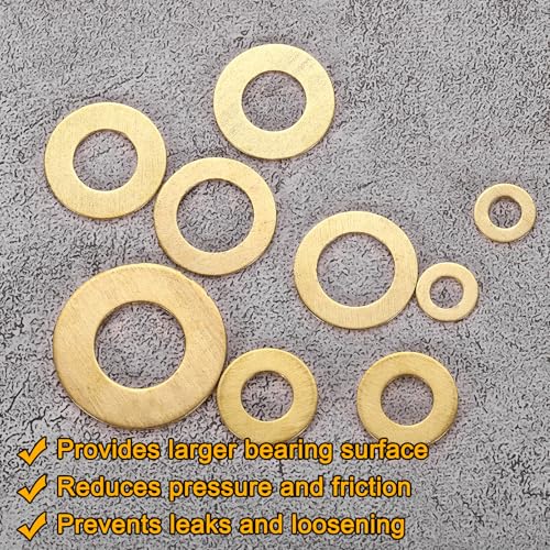 PATIKIL M20x32x2mm Flat Washers, 4PCS Brass Automotive Drain Plug Gaskets Flat Ring Oil Crush Washer Spacers for Faucets Garden Bolts Screws Hose, Golden - size: M20x32x2mm
