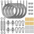 UIRWAY Shade Sail Hardware Winch Set Kit, 60Pcs Stainless Steel Hardware Kit for Rectangle Triangle Canopy, Heavy Duty Anti-Rust Hardware Kit Set for Outdoor Garden Patio(Ratchet Winch +304 Wire Rope) - size: 60 pcs - Ratchet Winch