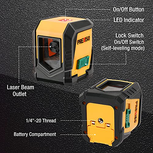 PREXISO Laser Level Green Beam, 65Ft Self Leveling Cross Line Laser Level - style: 360°Clamp
