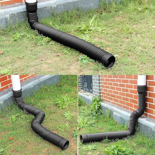 Rain Gutter Downspout Extensions, Flexible Drain Downspout Extender Drain Pipe Connector from 20 to 59 Inches with Screws for Most Residential (White)