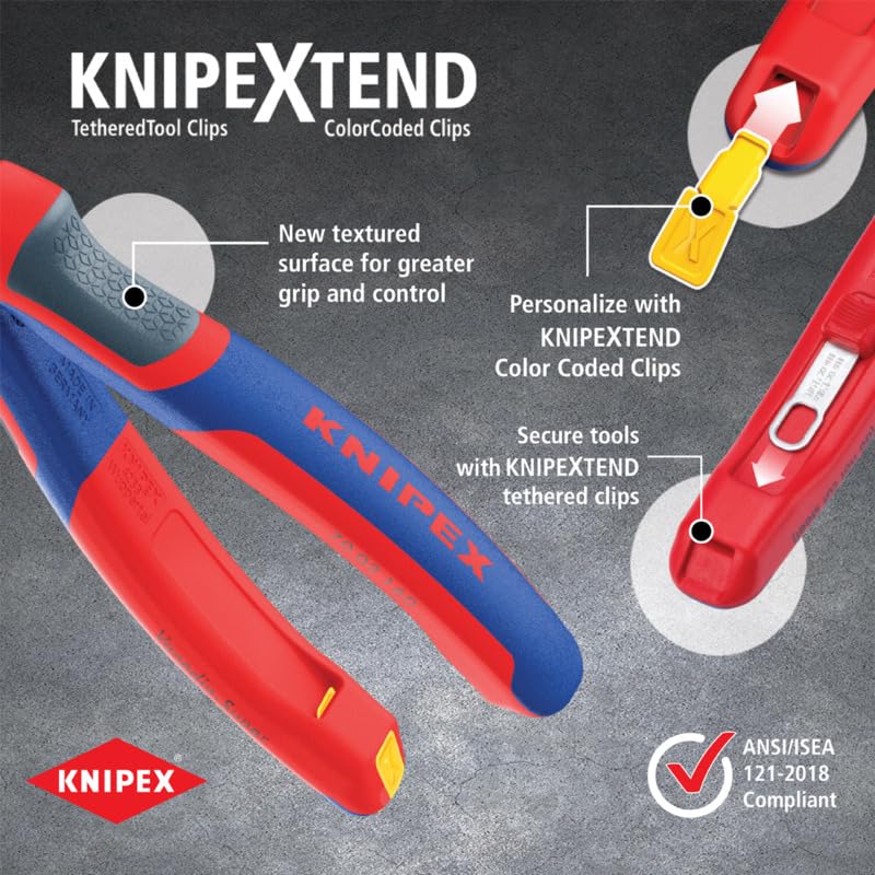 KNIPEX Tools - Long Nose Pliers With Cutter, Multi-Component (2612200), Multi-Colour, 8 inches