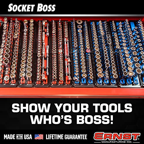 Ernst Manufacturing 8485 Socket Boss, Premium 2-Rail Twist Lock Socket Organizer, 3/8 Inch-Drive, 18-Inch, Green - Made in USA - color: Green, size: 3/8", style: 19-INCH